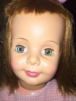 36” Ideal Patti Playpal Blue/Green Eyes RARE RED EYELASHES BABY FACE? 5