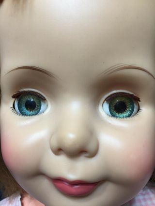 36” Ideal Patti Playpal Blue/Green Eyes RARE RED EYELASHES BABY FACE? 6