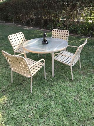 Vintage Brown Jordan Patio Furniture Table,  4 Chairs