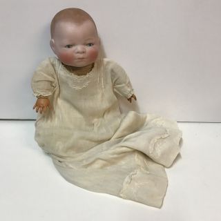 Vtg Grace S Putnam Bye Lo Baby Doll Bisque Head Cloth Body Christening Gown Hand
