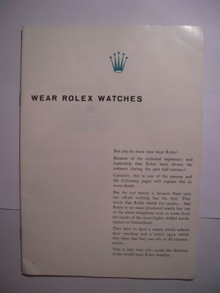 VINTAGE ROLEX BROCHURE BOOKLET & PRICE LIST FROM 60S ' MADE IN SWITZERLAND GENEVE 6