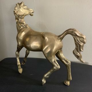 Large Vintage All Brass 3d Mustang Horse Statue 17 " Tall X 19 " Long