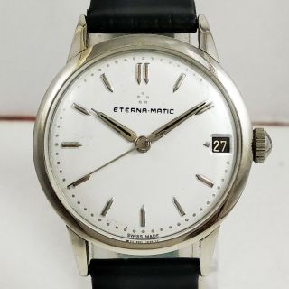 Vintage Eterna - Matic Automatic Date Swiss Made Men Stainless Steel Wrist Watch