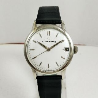 VINTAGE ETERNA - MATIC AUTOMATIC DATE SWISS MADE MEN STAINLESS STEEL WRIST WATCH 2
