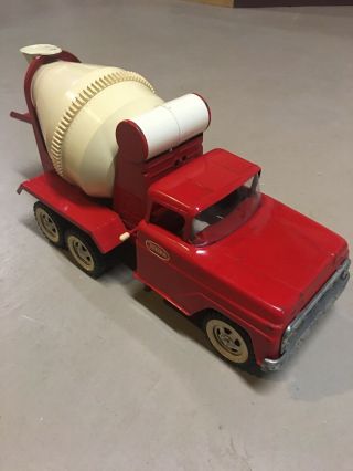 Vintage 1960 ' s Red Tonka Toys Cement Mixer Truck Pressed Steel Toy 2