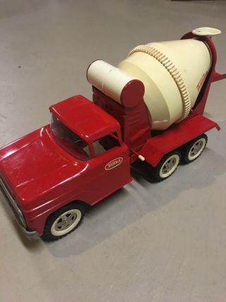 Vintage 1960 ' s Red Tonka Toys Cement Mixer Truck Pressed Steel Toy 5