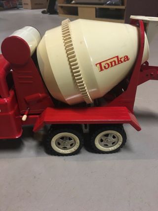 Vintage 1960 ' s Red Tonka Toys Cement Mixer Truck Pressed Steel Toy 6