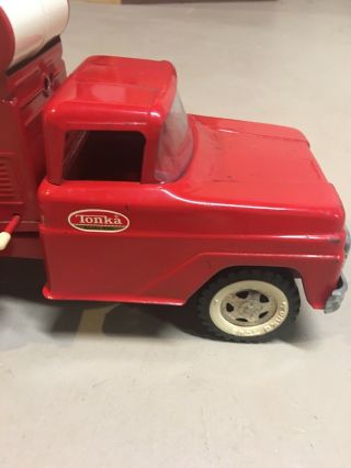 Vintage 1960 ' s Red Tonka Toys Cement Mixer Truck Pressed Steel Toy 7