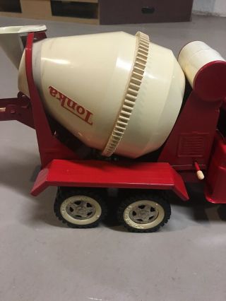 Vintage 1960 ' s Red Tonka Toys Cement Mixer Truck Pressed Steel Toy 8
