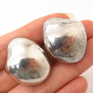 925 Sterling Silver Vintage Mexico Los Ballesteros Modernist Clip - On Earrings