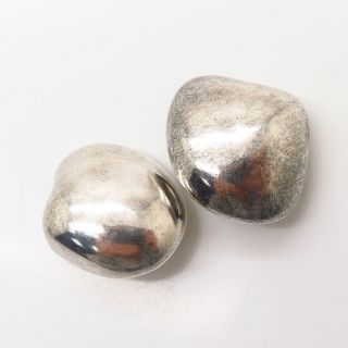 925 Sterling Silver Vintage Mexico Los Ballesteros Modernist Clip - on Earrings 3