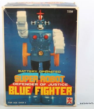 Vintage Robot Blue Fighter Bandai Japan 7250 Complete