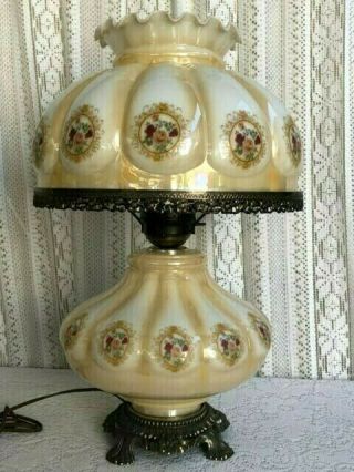 Vintage Gone With The Wind Hurricane 3 Way Lamp With Roses Design