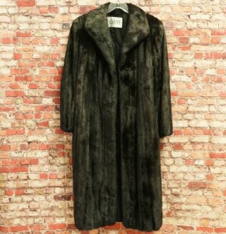 Ladies Vintage Full - Length Mahogany Mink Fur Coat - Lloyds Furs Size Medium