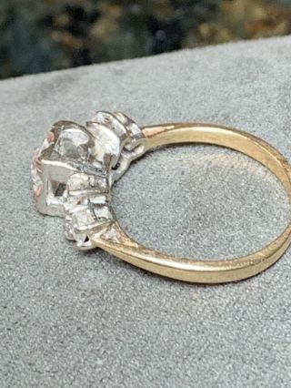 Antique Diamond Ring 14k Yellow Gold Womens Size 5 Solitaire With Accents Real 12