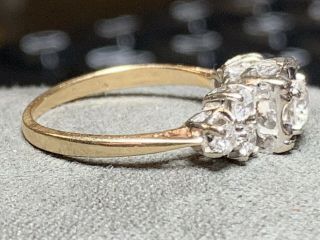 Antique Diamond Ring 14k Yellow Gold Womens Size 5 Solitaire With Accents Real 4