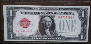 1928 Red Seal One Dollar $1 Note.  Rare Crisp Au,  /
