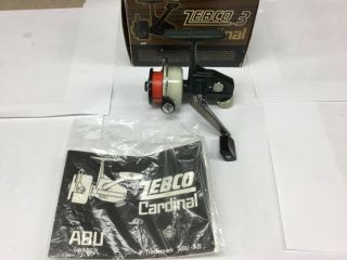 Zebco Cardinal 3 spinning reel,  box,  papers,  wrench,  oil,  made in Sweden by ABU 2
