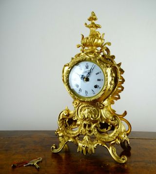 Antique Rococo Louis Xv Style Brass Mantel Clock By Lancini Franz Hermle Chiming