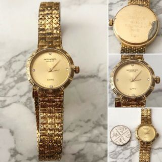 Vintage Raymond Weil 18k Gold Plated Ladies Bracelet Watch With Diamontees