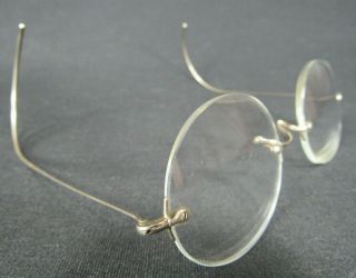 Vintage 14k Gold Eye Glasses White Antique Spectacles Case Womens Boush & Lomb