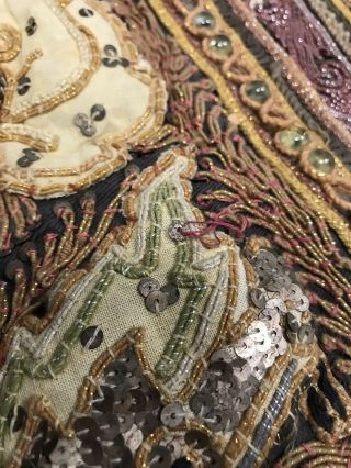 Large Vintage Thai Burmese Kalaga Tapestry Hand Embroidered Burma Beaded/Sequin 8
