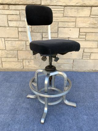 Mid Century Goodform Aluminum Drafting Stool Drafting Stool Desk Chair