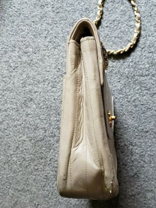 Authentic VTG 1983 - 84 CHANEL Single Flap Lambskin Matelassé Beige Shoulder Bag 12