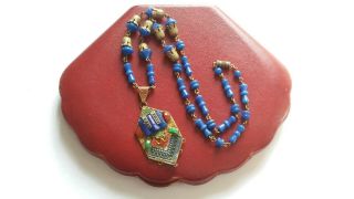 Czech Vintage Art Deco Max Neiger Enamel And Glass Bead Necklace