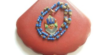 Czech Vintage Art Deco Max Neiger Enamel And Glass Bead Necklace 3