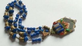 Czech Vintage Art Deco Max Neiger Enamel And Glass Bead Necklace 5