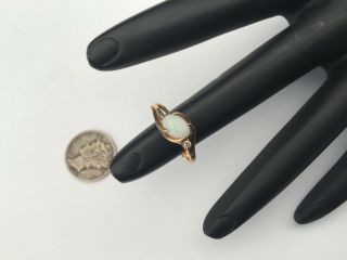 Vintage 14k Yellow Gold Opal And Diamond Accent Ring Size 6.  25,  2.  2 Grams
