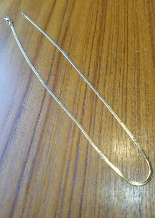 Vintage 16” Marked Italy 14kt 14 Karat Gold 2 Mm Flat Herringbone Necklace