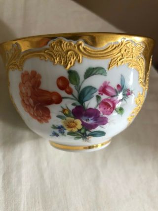 Antique KPM Porcelain Neuzierat Dresden Floral Heavy Raised Gold Tea Cup Saucer 10