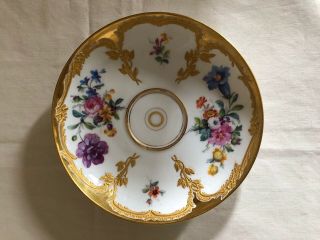 Antique KPM Porcelain Neuzierat Dresden Floral Heavy Raised Gold Tea Cup Saucer 8