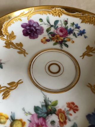 Antique KPM Porcelain Neuzierat Dresden Floral Heavy Raised Gold Tea Cup Saucer 9
