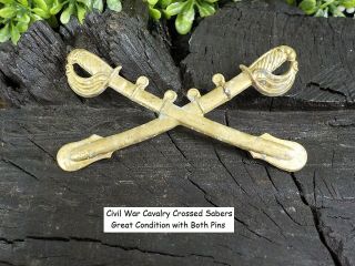 Old Rare Vintage Antique Civil War Relic Brass Cavalry Crossed Sabers
