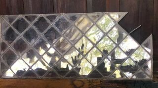 Antique Vintage Stained Lead Wavy Glass Window Panel 37 " X 16 " Diamond Salvage