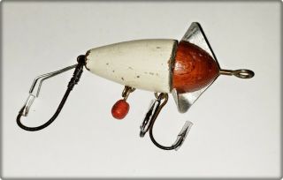 Rare Jamison Nemo Rotary Head Bass Bait Lure White,  Red Head 1910s