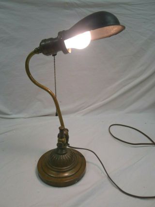 Vintage Hubbell Co Industrial Adjustable Brass Table Lamp