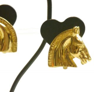 Authentic HERMES Earrings horse vintage Gold Palladium 5419 4