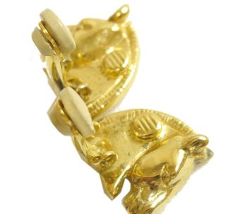 Authentic HERMES Earrings horse vintage Gold Palladium 5419 7