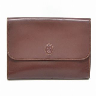 Authentic Cartier Vintage Leather Clutch Second Document Bag Case Bordeaux Italy