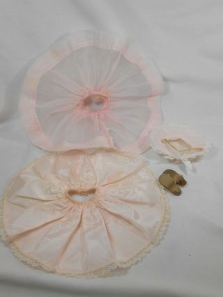 Vintage ' 58 Madame Alexander LISSY HTF Pink Organdy Dress,  Hat,  Slip and Shoes 5
