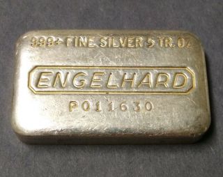 Vintage Engelhard 5 Troy Oz.  999 Silver Hand Poured Loaf Bar Ingot P Series.