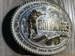 Vintage BODACIOUS Belt BUCKLE 94 - 95 PRCA BUCKING BULL OF THE YEAR - Silver Plated 3