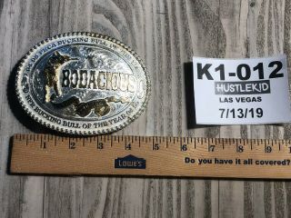 Vintage BODACIOUS Belt BUCKLE 94 - 95 PRCA BUCKING BULL OF THE YEAR - Silver Plated 7