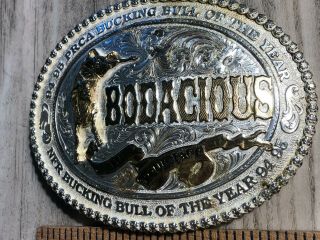 Vintage BODACIOUS Belt BUCKLE 94 - 95 PRCA BUCKING BULL OF THE YEAR - Silver Plated 8