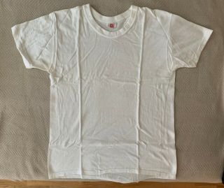 Vintage 1950s/60s Hanes White T Shirt Brando Reinforced Neck M 38 - 40 100 Cotton