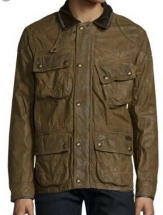 Polo Ralph Lauren Large Oil Cloth Tarnished Jacket Wax Fo Leather Brown Rrl Vtg